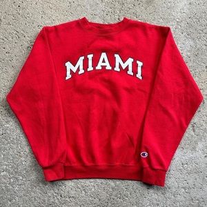 red miami champion sweatshirt